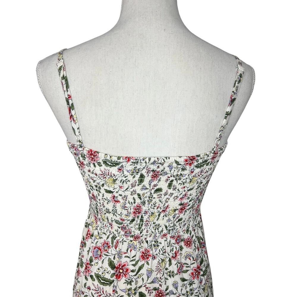 As U wish White Smocked Floral midi dress cottagecore feminine sundress summer - Picture 4 of 7